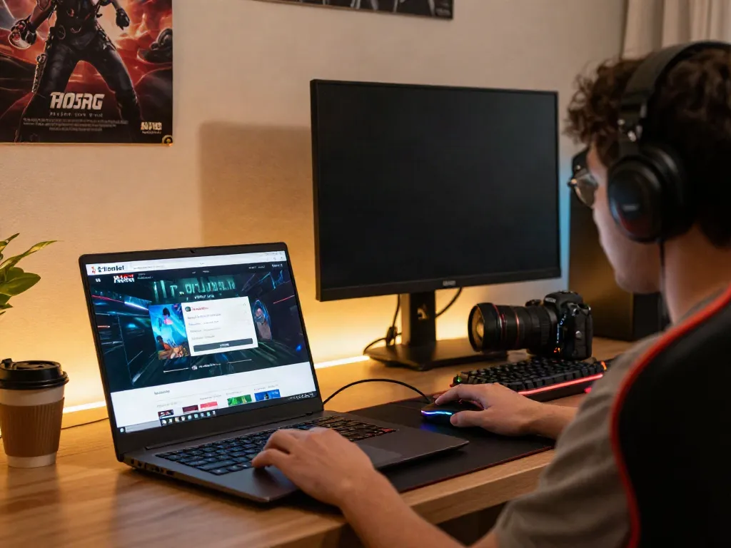 User accessing the Totobet login page on a modern gaming setup with vibrant LED lighting.