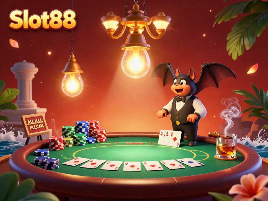 Spin and win with Slot88 in a vibrant glowworm-themed casino scene.