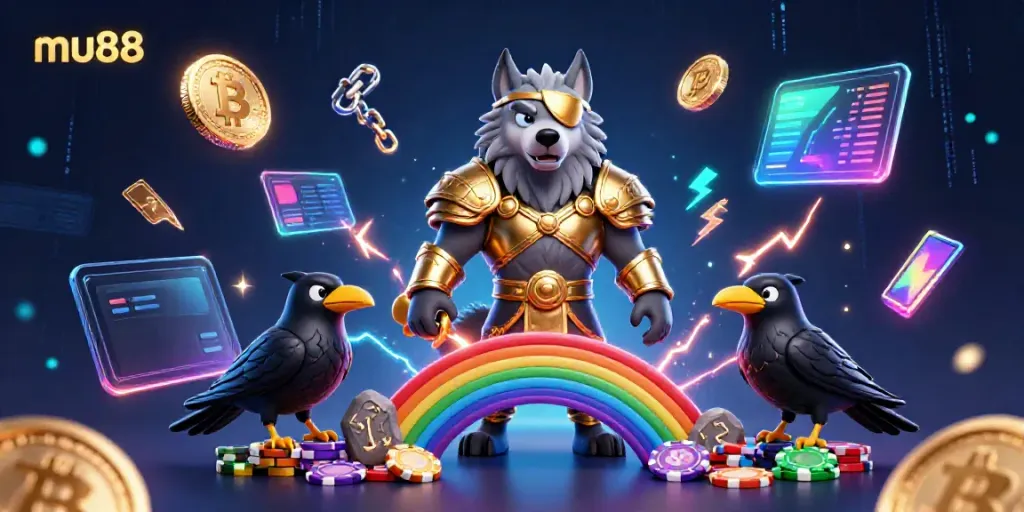 Engage in the mu88 universe with Norse mythology characters among casino-themed elements.