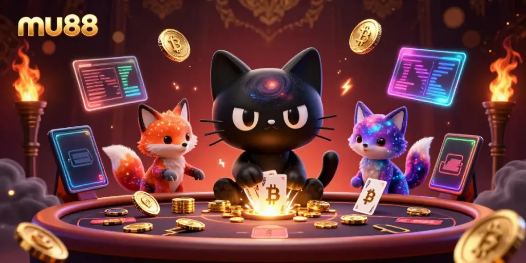 Engage in thrilling games at mu88 casino with vibrant characters and cosmic elements.