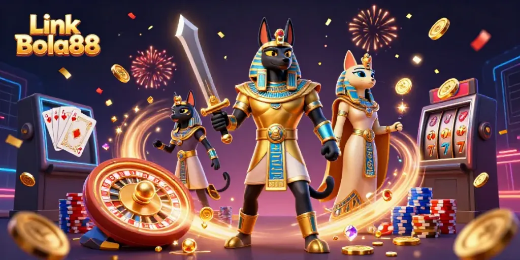 Experience thrilling wins at Link Bola88 with ancient warriors and vibrant casino elements.