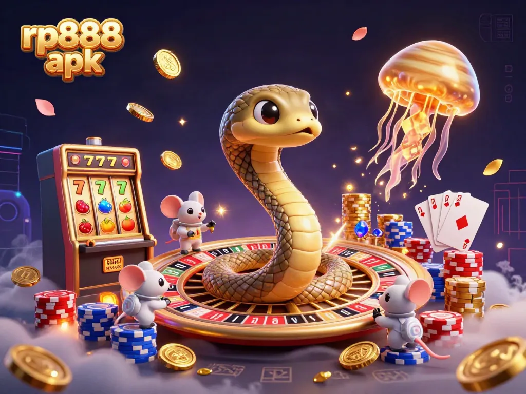 Experience excitement with the rp888 apk casino-themed illustration featuring animated characters and vibrant gambling elements.