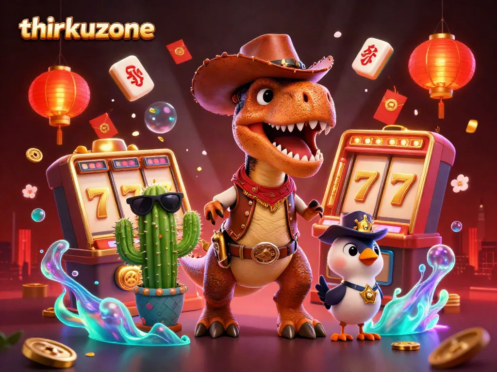 Experience the thrill of gaming at thrkuzone with vibrant characters and exciting casino elements.