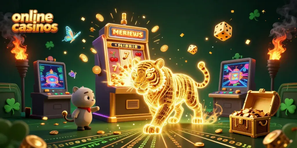 Experience vibrant online casinos with a neon tiger and rich game elements for 2026.