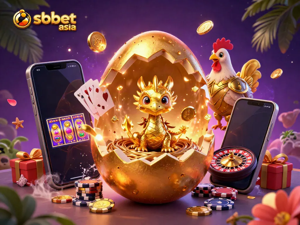 Engage with sbobet asia through vibrant digital art showcasing a golden baby dragon amidst poker symbols, enhancing your betting experience.