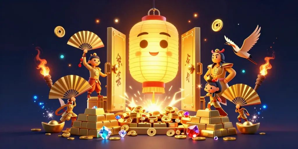 Join the fun at GG88 with a magical night casino scene showcasing golden treasures and gambling excitement.