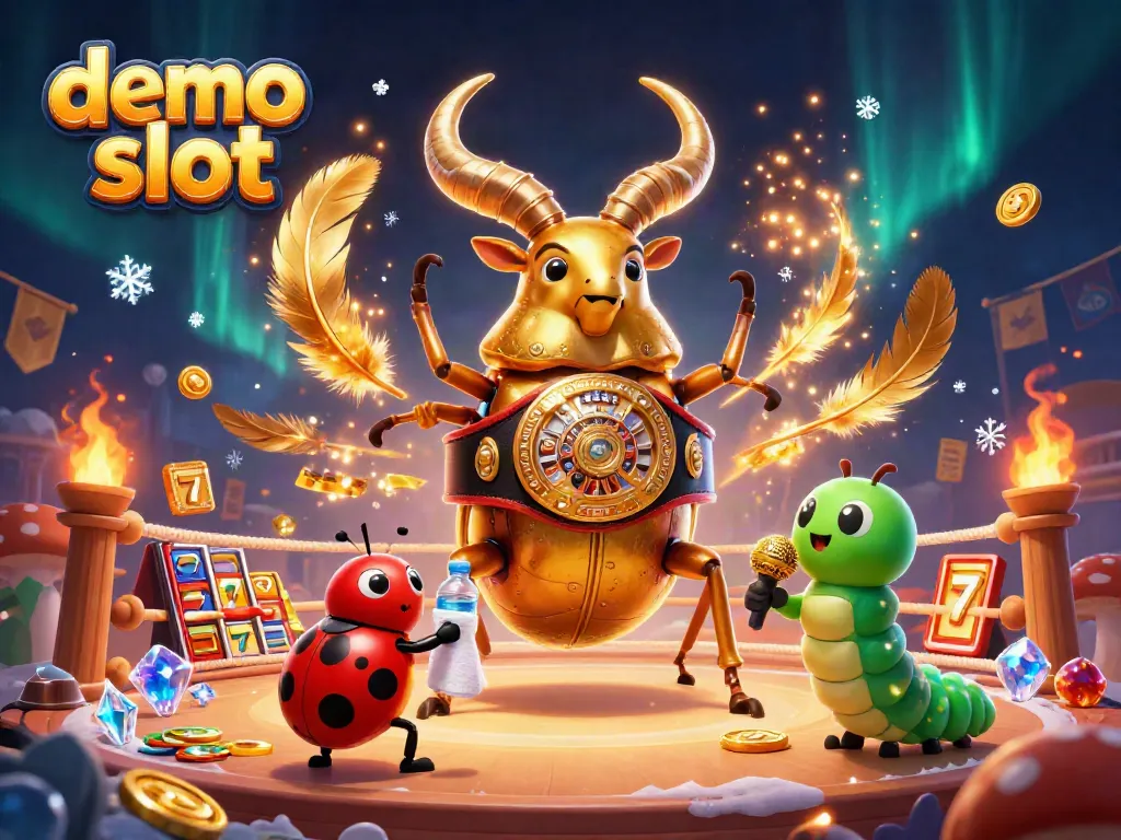 Engage with demo slot gameplay in this vibrant 3D scene featuring unique casino characters.
