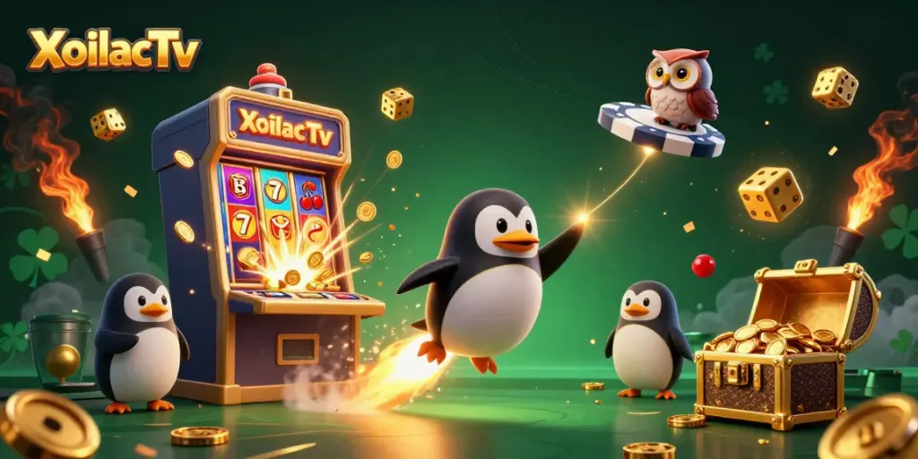 XoilacTv launches dynamic gaming experience with a 3D penguin and exciting casino elements.
