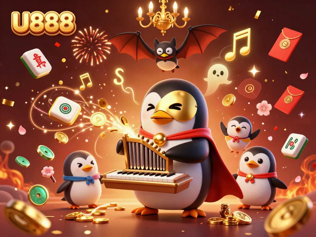 Experience U888 with a vibrant 3D illustration showcasing dynamic casino elements and characters.