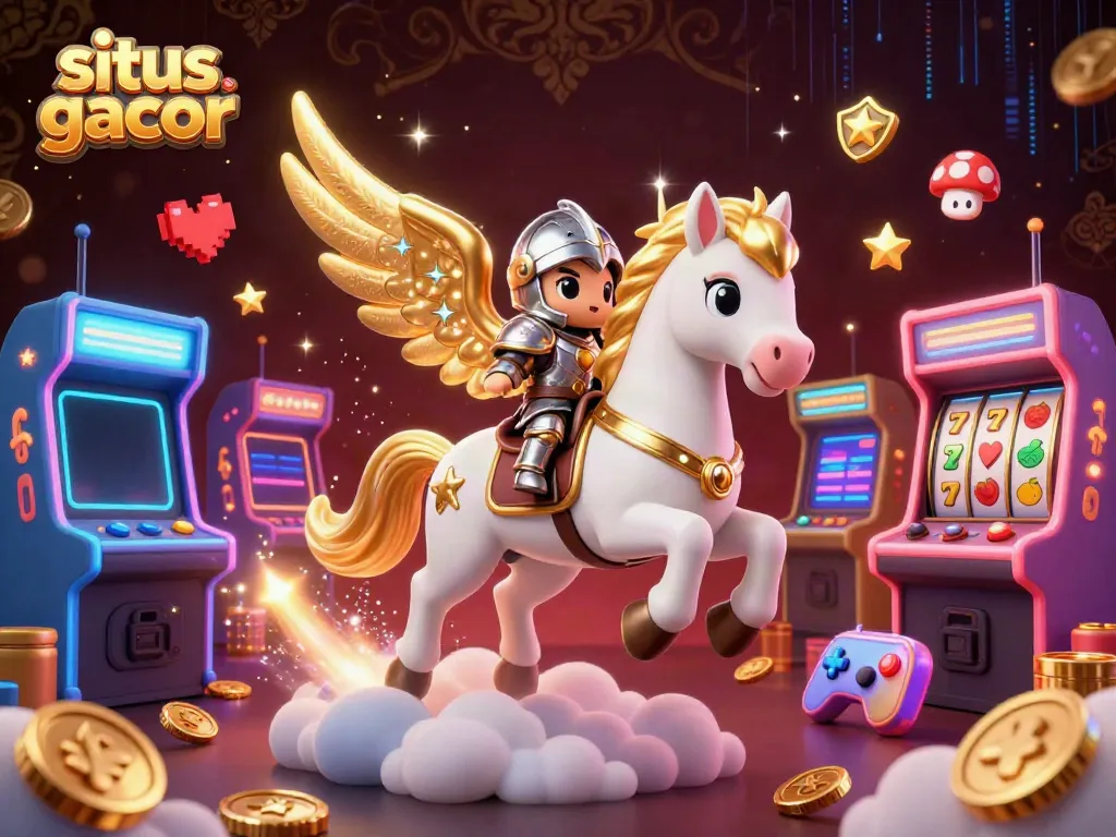 Engage with situs gacor through interactive game elements in a vibrant 3D casino scene.